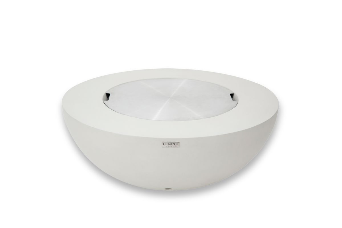 Feuerstelle LUNAR BOWL Cream White mit Edelstahlabdeckung