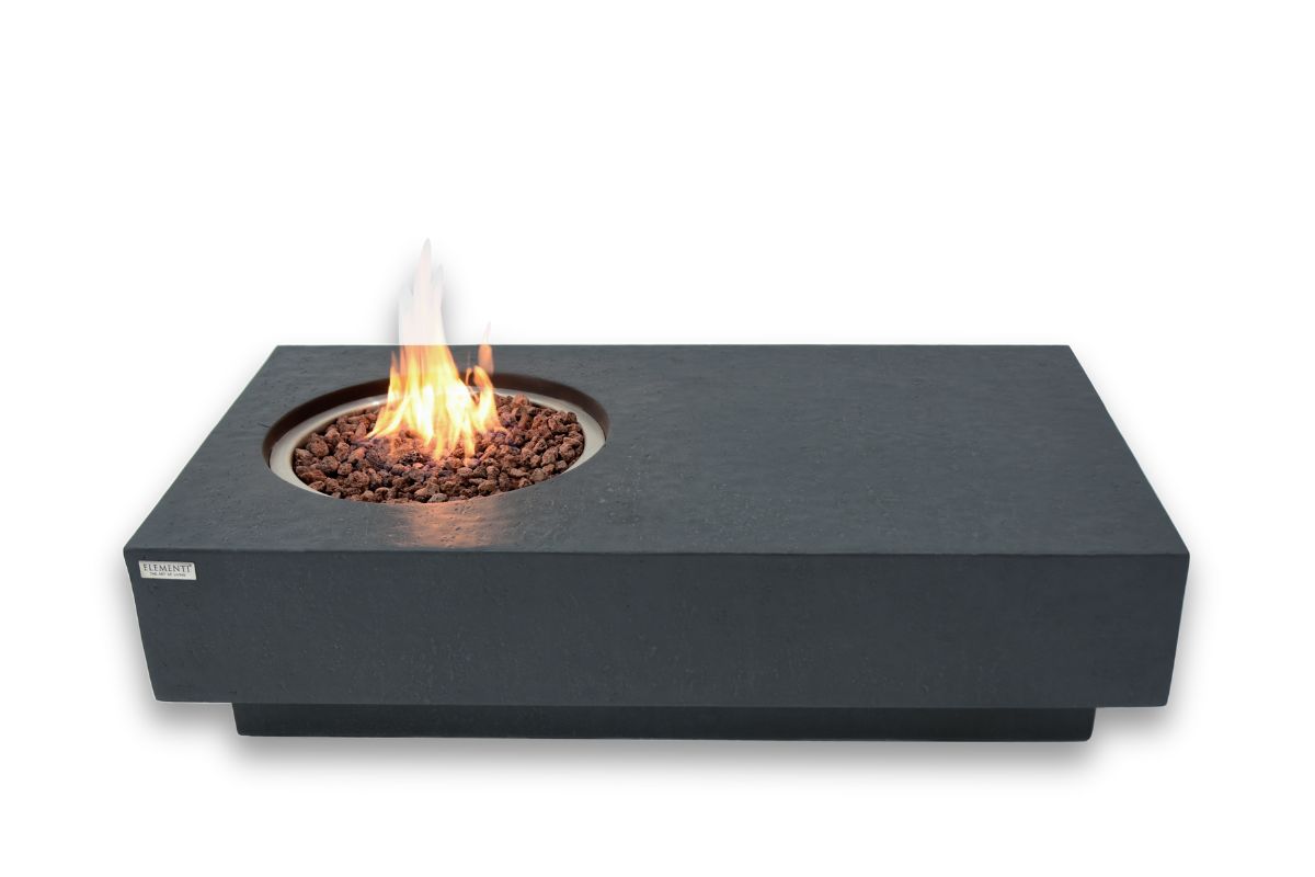 Tisch METROPOLIS Dark Grey mit brennender Feuerstelle